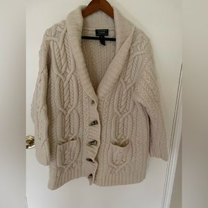 Pre Owned Ralph Lauren Cream 100% Wool Knit Cardigan